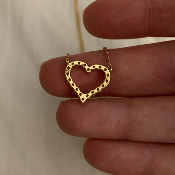 Gold plated Sterling silver 18kt gold plated CZ heart necklace NWOT - Picture 5 of 6